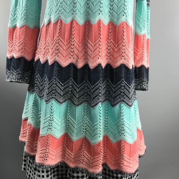 NWOT Heather B 100% cotton knit Chevron long sweater - Picture 8 of 11